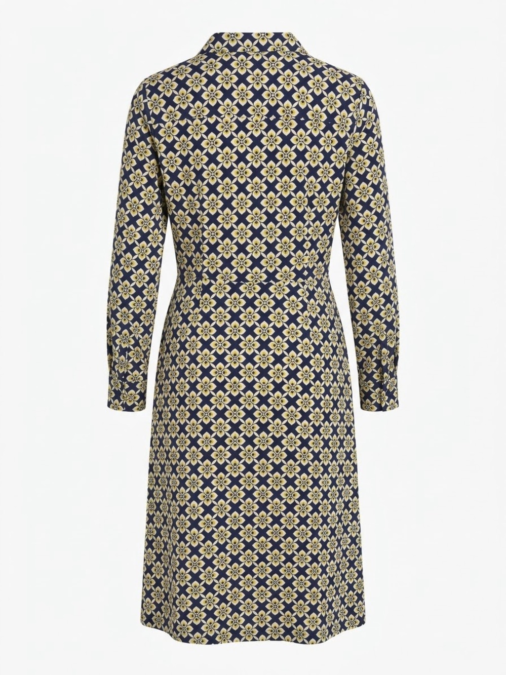 BODEN / Women's Navy and Yellow Geometric Print Shirt Dress/ 2R /Ptp-17/ no belt - Picture 2 of 4